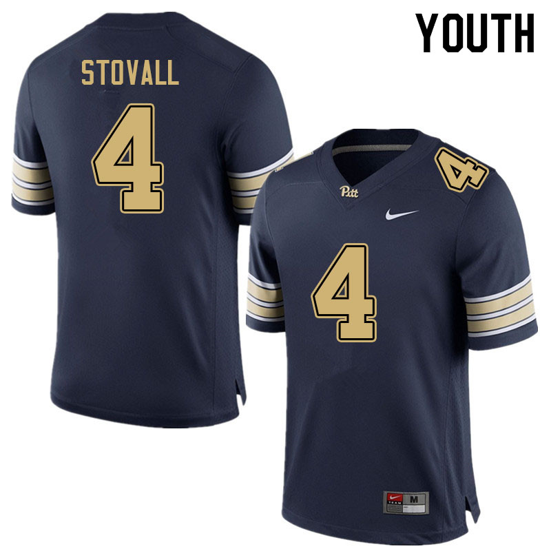 Youth #4 Melquise Stovall Pitt Panthers College Football Jerseys Sale-Navy